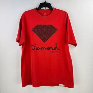 Diamond Supply Co. T-shirt Mens Large Red Graphic Print Big Logo‎ Streetwear
